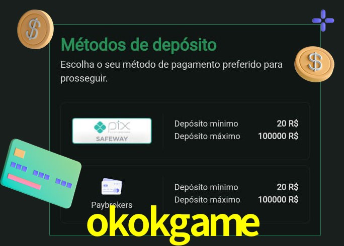 O cassino okokgame oferece uma grande variedade de métodos de pagamento